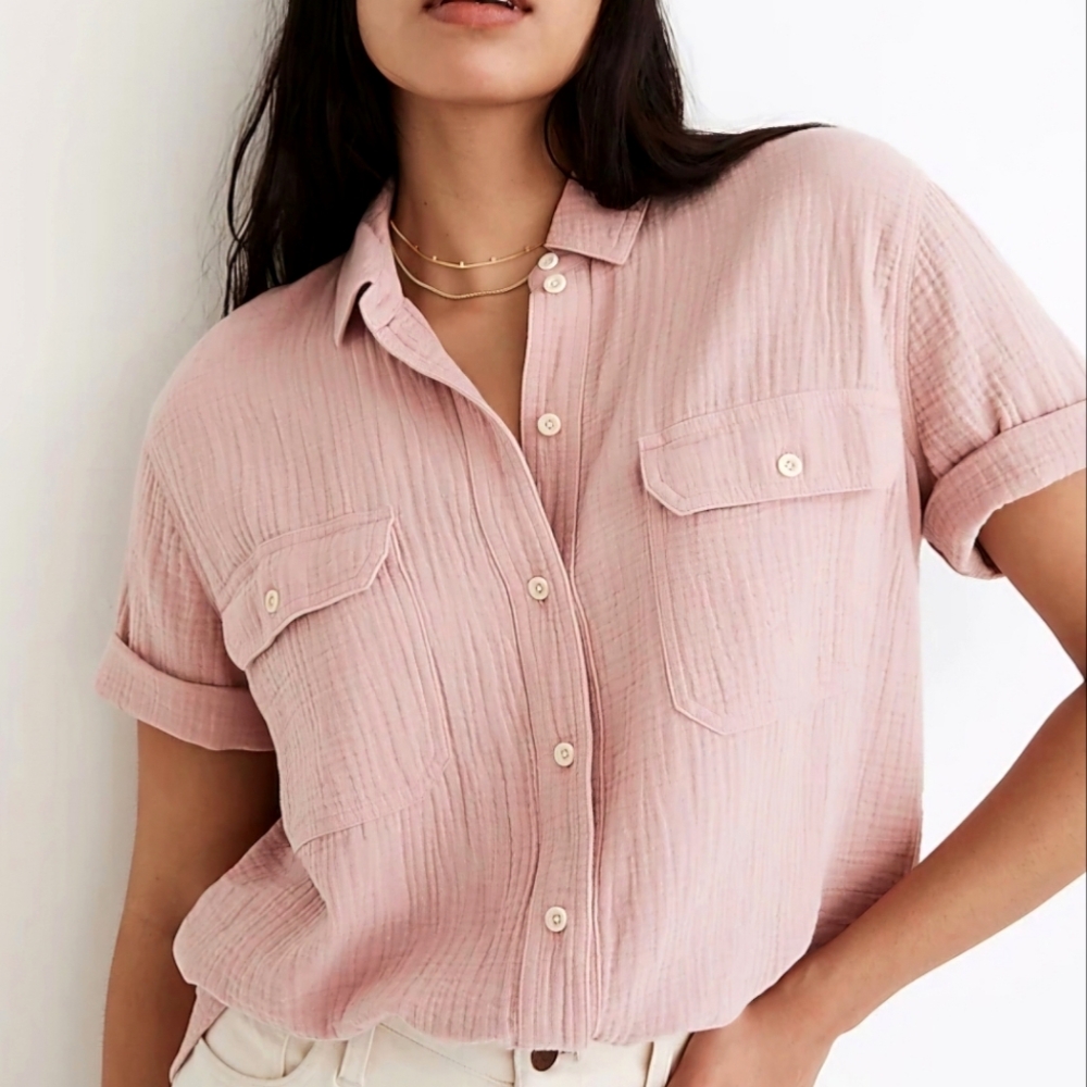 Madewell Short-Sleeve Flap-Pocket Cotton Shirt